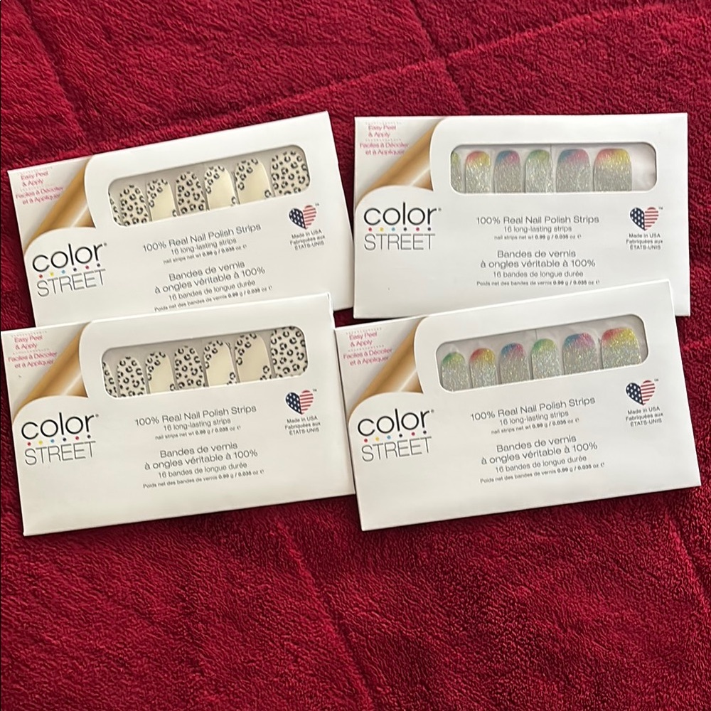 Lot of 4 Color Street Nail Art Collection - Leopard and Rainbow
